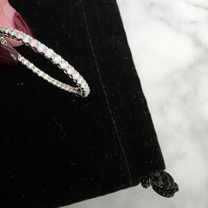 Single Diamond 14k White Gold Hoop Earring